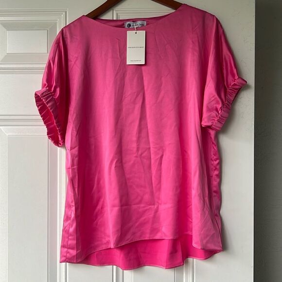 Relaxed body. Longer in back. One Size Fits MOST Shirt - Silk Pink  Shirt - NWT - Picture 1 of 4